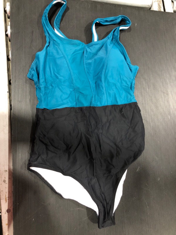 Photo 1 of [Size L] 2 Color Book Swimsuit [Teal and Black]