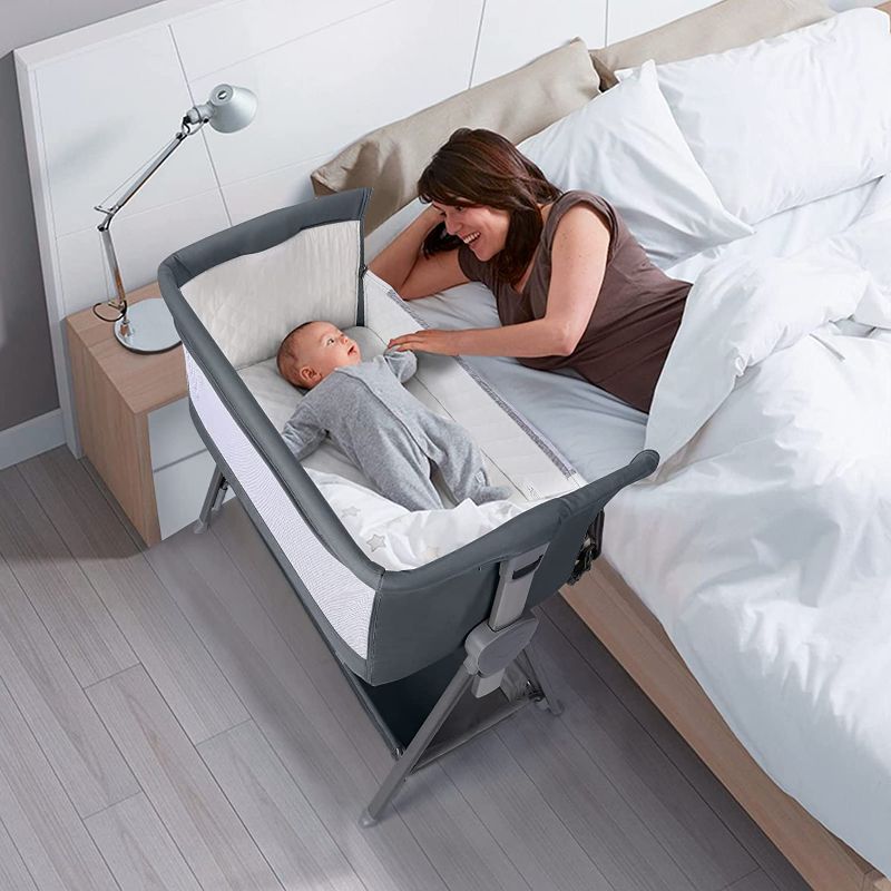 Photo 1 of Cowiewie Bedside Bassinet for Baby with Bed Mattress and Storage Bassinet Bedside Sleeper for Mom's Convenience on Up-and-Down Stairs£¨Black£©
