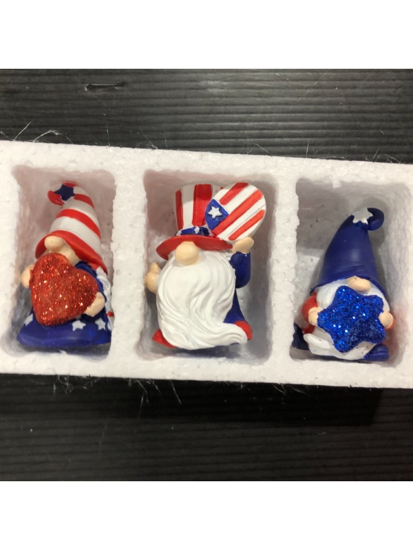 Photo 2 of 4th of July Decorations Patriotic Gnomes Independence Day Figurines American Veterans Day Decorations Uncle Sam Stars and Stripes Tomte Nisse Scandinavian Ornaments Tiered Tray Decor (3Pcs)
