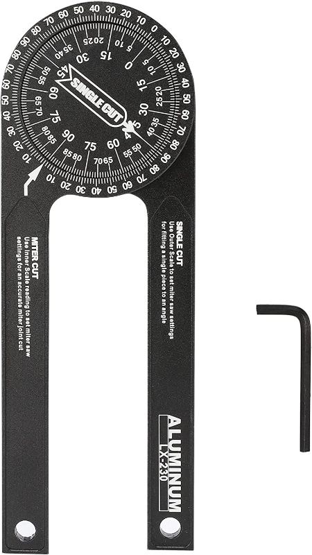 Photo 1 of ACETOP Miter Saw Protractor, 7'' Aluminum Alloy Angle Finder Measuring Tool Inside & Outside Corner, Construction Protractors Precision Miter Gauge for Crown Molding, Carpenters, Woodworking
