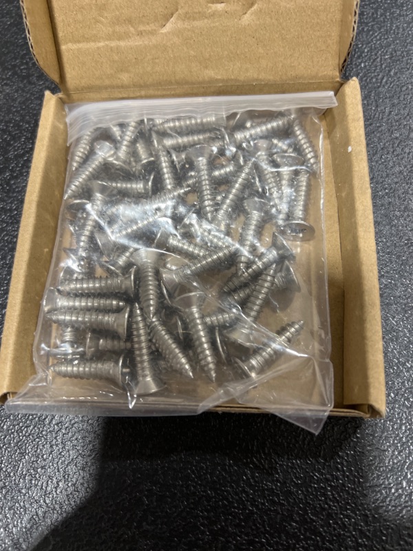 Photo 2 of #14 x 1" Flat Head Sheet Metal Screws Phillips Drive Wood Screws, 304 Stainless Steel 18-8, Self Tapping, Pack of 50
