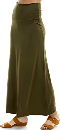 Photo 1 of Azules Women's Rayon Span Regular to Plus Size Maxi Skirt - Solid Small