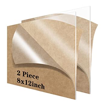 Photo 1 of 2 Pack 8x12 Clear Acrylic Cast Plexiglass Sheets 1/8 Thick, Clear Plexiglass Board with Protective Paper for Signs, Clear Plexiglass Plastic Sheet
