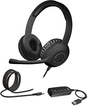 Photo 1 of Cyber Acoustics Stereo Headset with USB or 3.5mm Connection, USB Control Module, Adjustable Mic Boom for PC and Mac, Classroom or Home (AC-5812)
