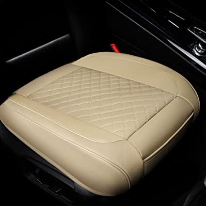 Photo 1 of 2PCS Car Seat Cover PU Leather Seat Covers Bottom Protector Front Car Seat Cushion Universal Compatible with 90% Vehicles (Sedan SUV Truck Mini Van) (Beige)
