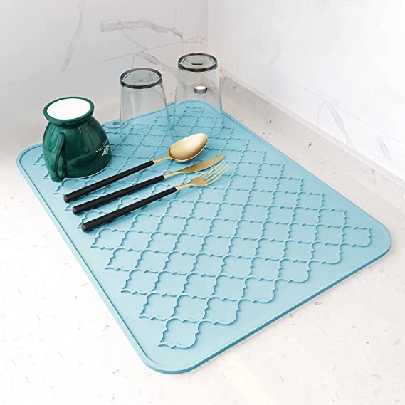 Photo 1 of AMOAMI-Dish Drying Mats for Kitchen Counter Heat Resistant Mat Kitchen Gadgets Kitchen Accessories (12" x 16, LIGHT BLUE)
