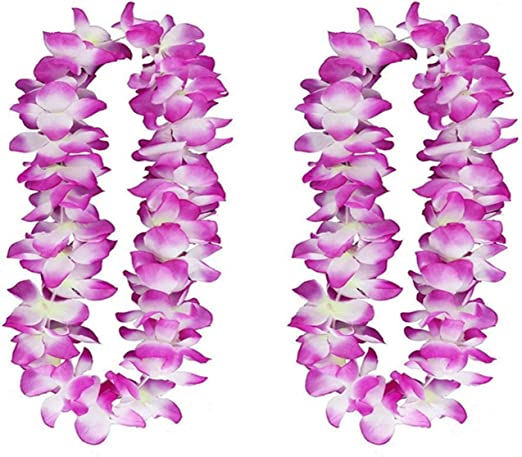 Photo 1 of 2PCS Purple Hawaiian Garland for Graduation celebration, Hawaiian Leis Necklace Tropical Luau Hawaii Silk Flower Lei Theme Party Favors Wreaths Headbands Holiday Wedding Beach Birthday Decorations
