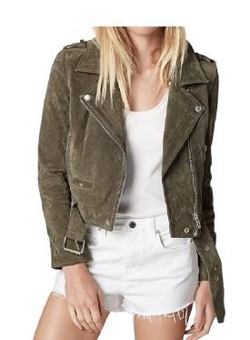 Photo 1 of [BLANKNYC] womens Luxury Clothing Cropped Suede Leather Motorcycle Jacket (SIZE S) 