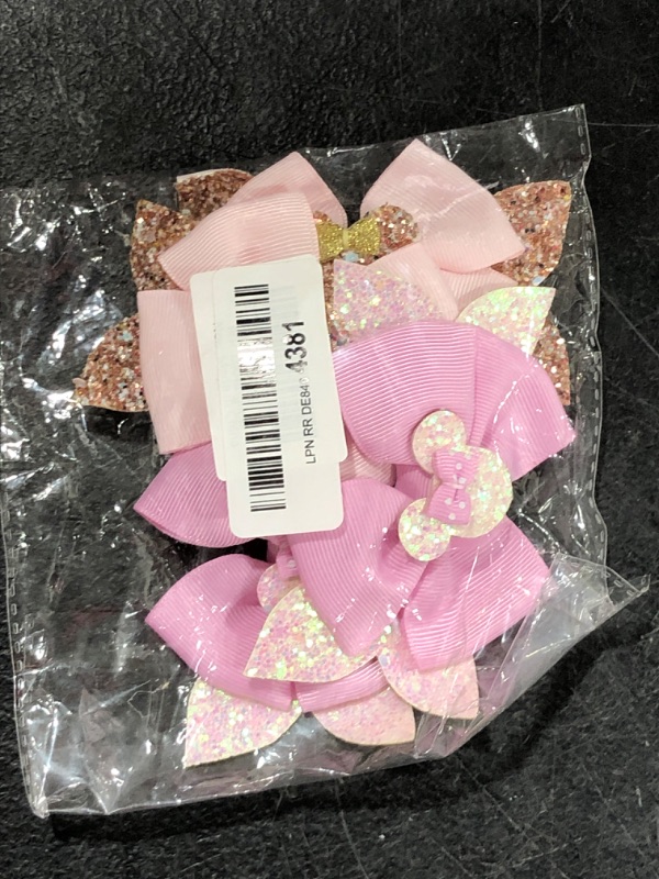 Photo 2 of 4 Pieces Baby Girls Mouse Ears Hair Clips Cartoon Hair Accessories Glitter 4 Inch
