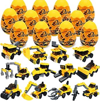 Photo 1 of 12PCS Pre Filled Easter Eggs with Construction Vehicles Building Blocks, Easter Egg Car Toys for Boys Girls Easter Basket Stuffers Fillers, Easter Party Favors, Easter Classroom Prize Supplies
