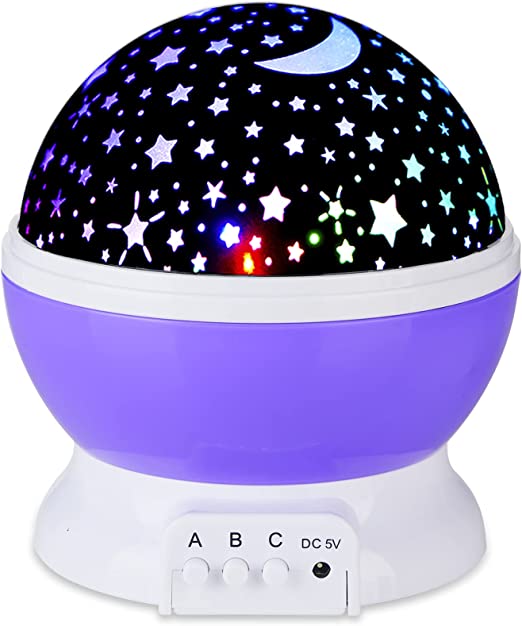 Photo 1 of Baby Night Lights, Moon Star Projector - 4 LED Bulbs 8 Light Color Changing with USB Cable 360 Degree Rotation, Romantic Night Lighting Lamp for Birthday Nursery Women Children Kids Baby
