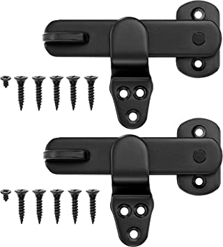 Photo 1 of BACAZO Set of 2 Flip Gate Latch for Barn Door, Cabinet, Bar, Closet, Shed, Cabin, Garage, Sliding Doors - Rustic Style Lock - Black Cast Iron - Full Hardware Kit (2-Pack)
