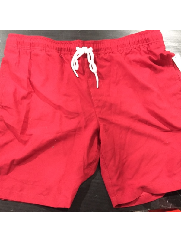 Photo 2 of Amazon Essentials Men's 9" Quick-Dry Red Swim Trunk 
Size: XL