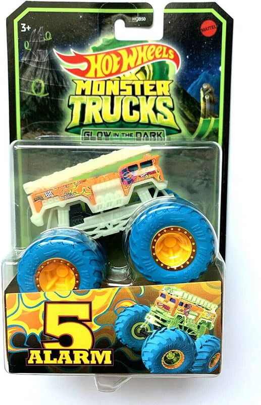 Photo 1 of DieCast Hotwheels Monster Trucks Fire Truck [5 Alarm] - Glow in The Dark (1:64 Scale)
