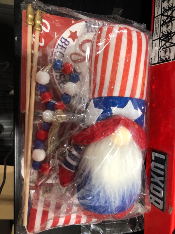 Photo 1 of 4th of July Decorations Tiered Tray Decor, Patriotic Decorations 3D Wood Sign Fourth of July Decorations for American Independence Memorial Day Kitchen Home Party Decor (8 PCS)
