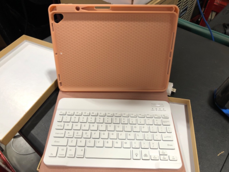 Photo 3 of iPad Keyboard Case for 10.2" 9th Gen 2021/8th Gen 2020/7th Gen 2019/Pro 10.5" 2017/Air 3rd Gen 10.5 2019 Wireless Backlit BT Detachable Keyboard with Magnetic Protective Cover with Pencil Holder(Pink)
