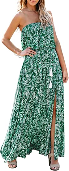 Photo 1 of Annebouti Women Summer Strapless Boho Beach Front Slit Swiss Dot/Floral Long Maxi Dress
SIZE M