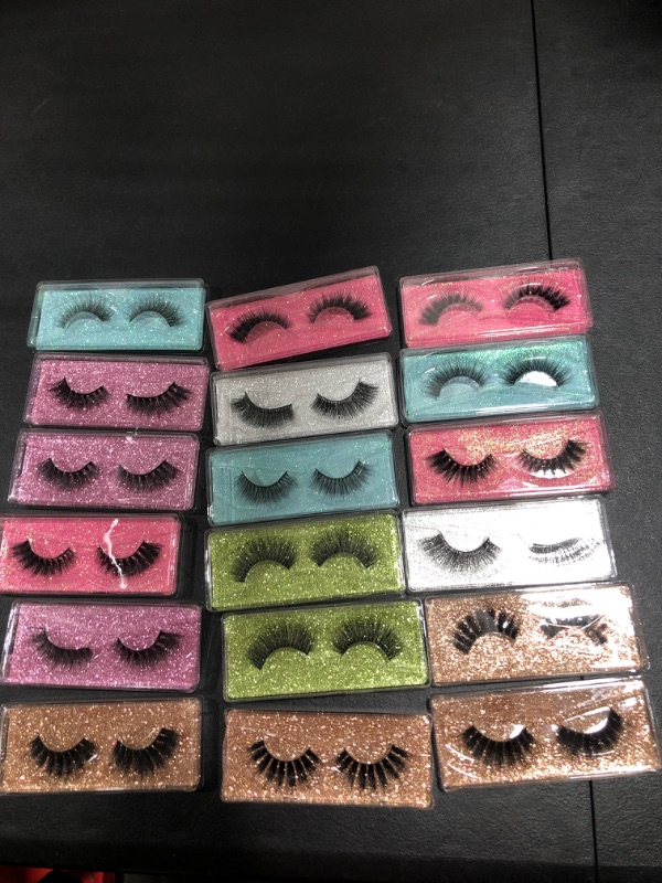 Photo 2 of 24 Pairs 6 Styles Fales Eyelashes Portable Boxes Faux Mink Fake Lashes Thick Wispies Fluffy Volume Natural Look Medium Length Soft Handmade Reusable Cheap Eyelashes Pack **only 18 pairs**