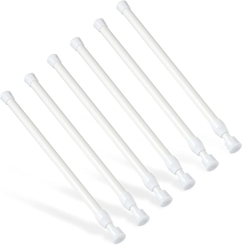 Photo 1 of 6Pcs Tension Rod, Goowin Tension Rods for Windows, No Drilling Rustproof Spring Adjustable Tension Curtain Rod for Doors, Windows, Wardrobe Bars, Drying Support Rods (White, 10-15.7 inch)
