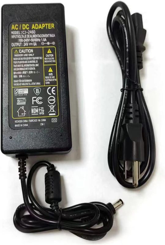 Photo 1 of 24V 6A Power Supply Adapter,100-240V AC to DC 24V 6A 144W Power Adapter 5.5mm x 2.1mm DC Output Jack 24V Volt AC Power Supply for 5050 3528 LED Strip Light LED Driver CCTV Security System
