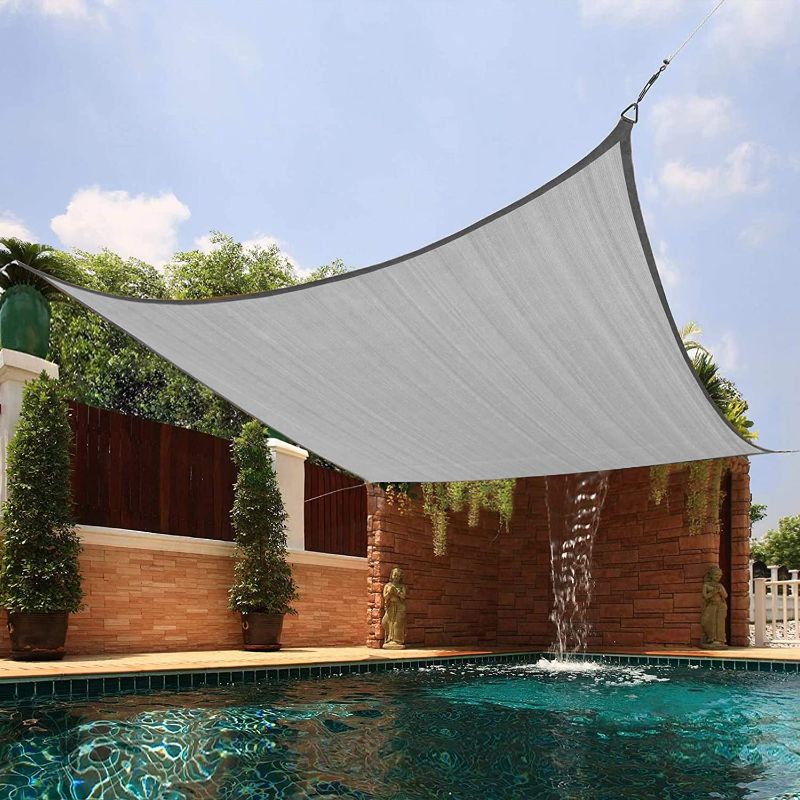 Photo 1 of Amagenix Sun Shade Sails Canopy, Gray Rectangle Outdoor Shade Canopy 12' X 16' UV Block Canopy for Outdoor Patio Garden Backyard
