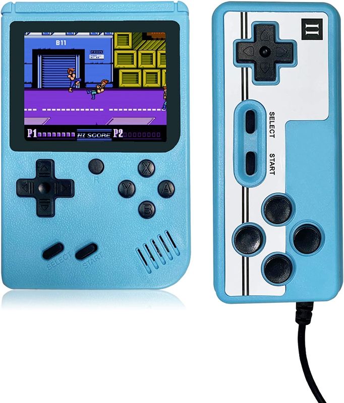 Photo 1 of Handheld Game Console, Retro Mini Game Player with 500 Classic FC Games, 3.0 Inch Screen 1020mAh Rechargeable Battery Portable Game Console Support TV Connection & Two Players for Kids Adults (Blue)
