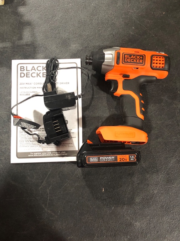 Photo 2 of BLACK+DECKER 20V MAX Impact Driver Kit (BDCI20C)