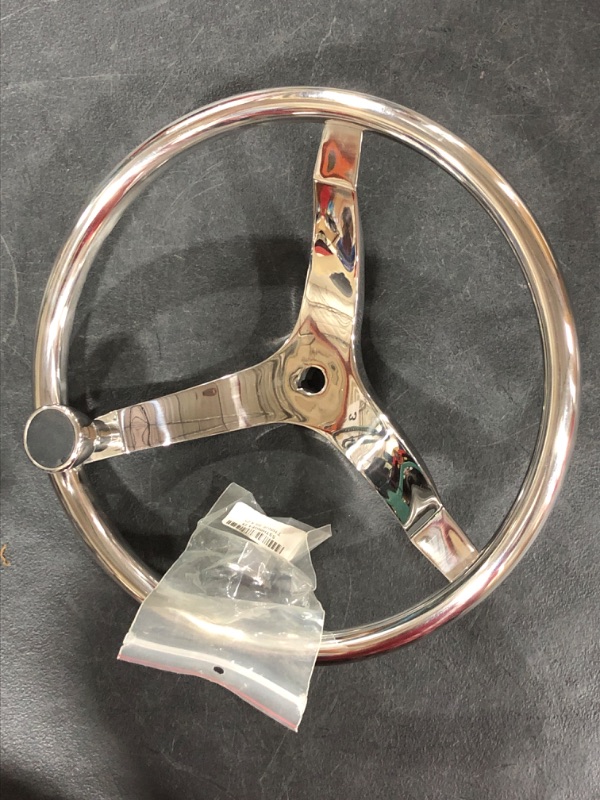 Photo 3 of Amarine Made Stainless Steel Boat Steering Wheel 3 Spoke 13-1/2" Dia