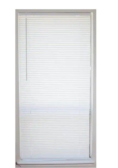 Photo 1 of ** SETS OF 2**
White Cordless 1 in. Vinyl Mini Blind - 29 in. W x 64 in. L
