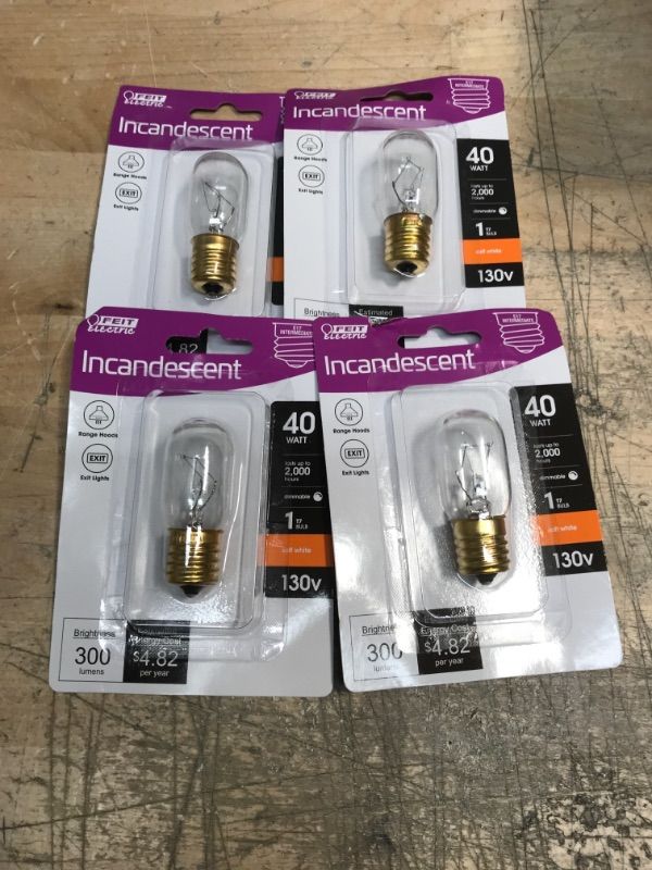 Photo 2 of ** SETS OF 4**
40-Watt Soft White (2700K) T7N Dimmable Intermediate E17 130-Volt Incandescent Light Bulb (1-Bulb)
