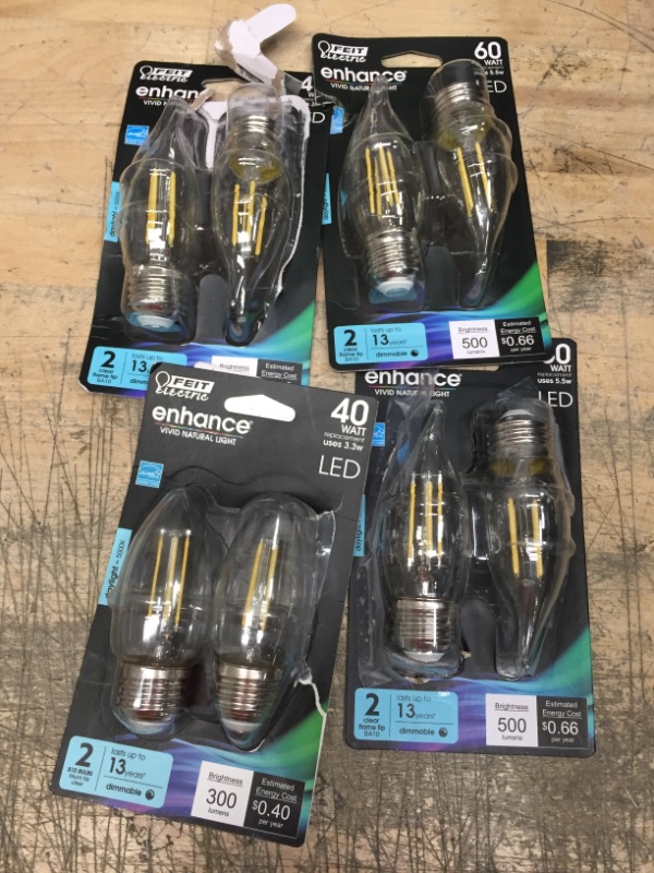 Photo 2 of 40-Watt Equivalent B10 Medium E26 Base Dimmable Filament CEC 90 CRI Chandelier LED Light Bulb, Daylight 5000K (8-Pack)
