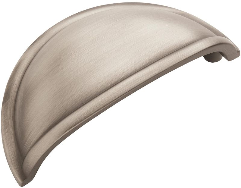 Photo 1 of 2 -1/2 or 3 in. (64 or 76 mm) Center-to-Center Heirloom Silver Dual Mount Cup Drawer Pull (10 PACK)
