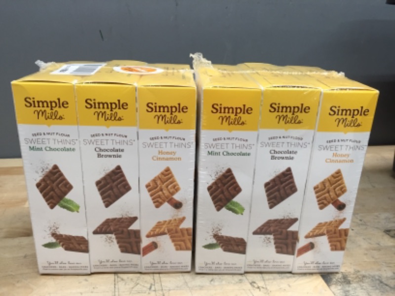 Photo 2 of **EXPIRES JUNE 2022** Simple Mills Sweet Thins Cookies Variety Pack, Seed and Nut Flour (Mint Chocolate Chip, Honey Cinnamon, Chocolate Brownie) - Gluten Free, Paleo Friendly, Healthy Snacks, 4.25 Ounce (Pack of 6)

