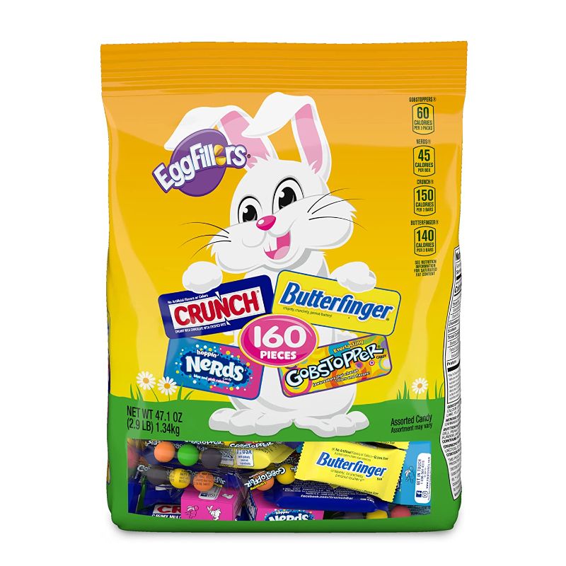 Photo 1 of **EXPIRES MAY 2022** Brach's Easter Egg Fillers | Individually Wrapped Easter Candy Variety Pack | Crunch, Butterfinger, NERDS, and Gobstopper | Bulk Candy Plastic Eggs or Easter Basket Stuffers | 160 count, 47.1 oz
