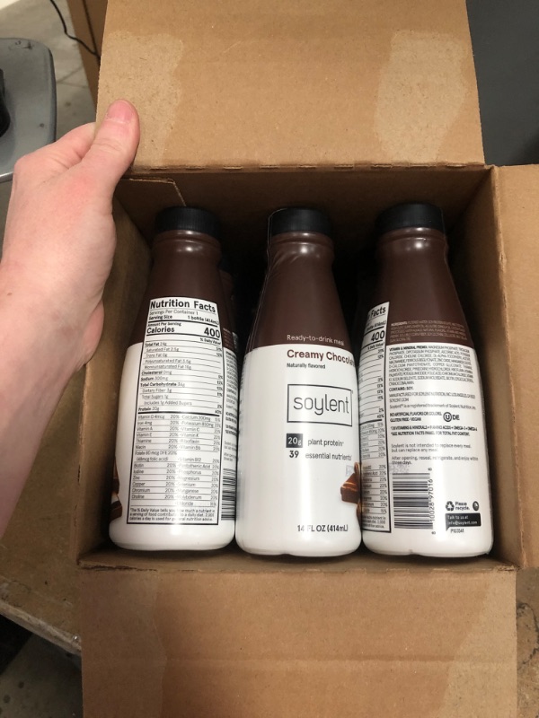 Photo 2 of ***non-refundable***
best by 4/26/23
Soylent Complete Nutrition Gluten-Free Vegan Protein Meal Replacement Shake, Creamy Chocolate, 14 Oz, 12 Pack
