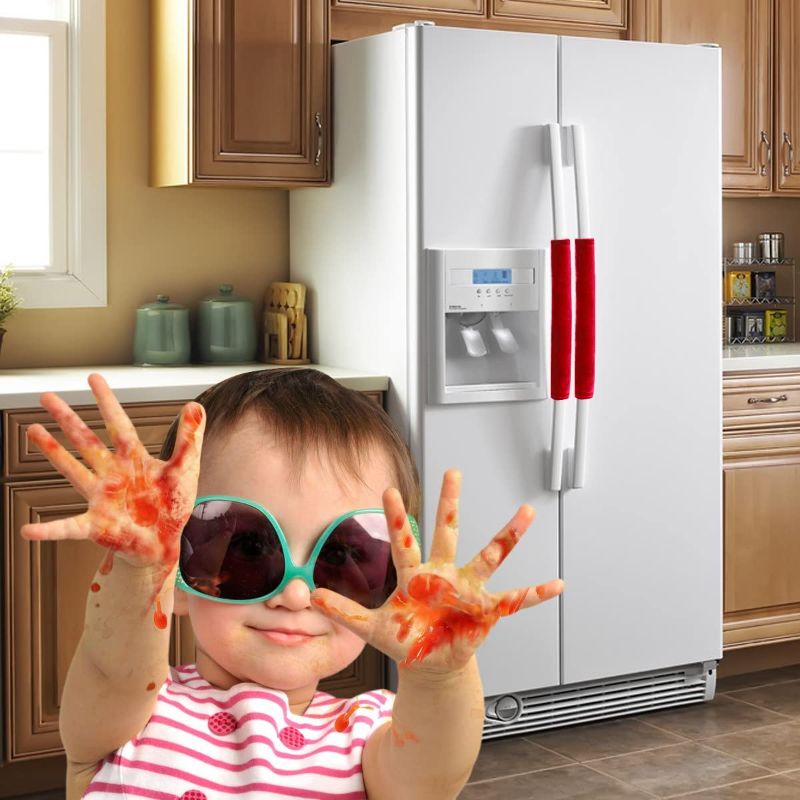 Photo 1 of 4 packs(1 set per pack)
Refrigerator Door Handle Covers,Keep Your Kitchen Appliance Clean from Smudges, Fingertips, Drips, Food Stains, Perfect for Dishwashers (Red) 15.74''x4''