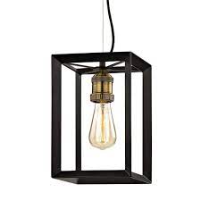 Photo 1 of  Walden Forge 1-Light Black Frame Pendant with Antique Brass Socket