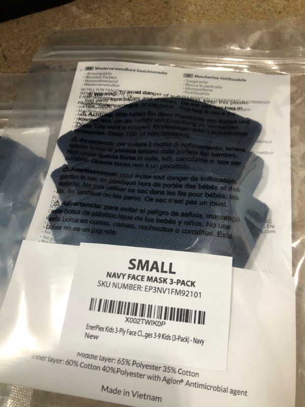 Photo 2 of Bundle of 4 
Reusable Face Mask Set of 3 Small Navy Blue 