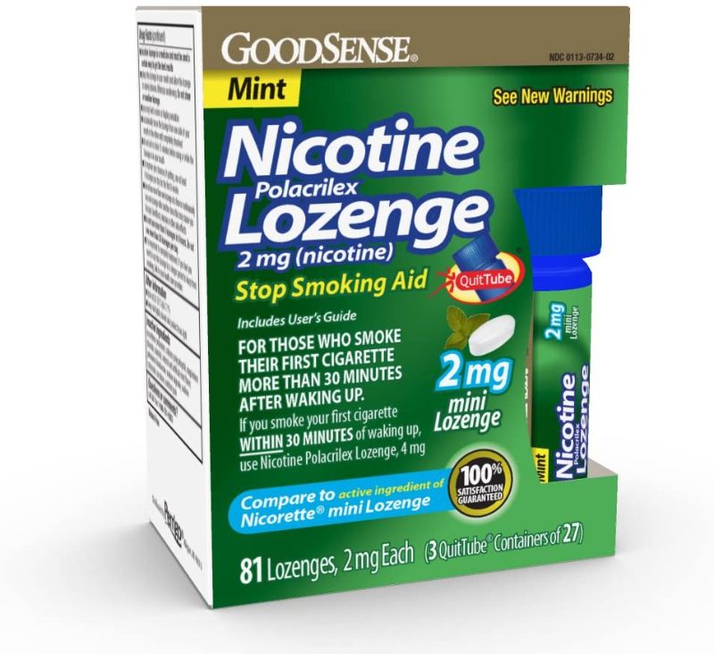 Photo 1 of ***NON-REFUNDABLE***
 BETS BY 8/22
GoodSense Mini Nicotine Polacrilex Lozenge, 2 mg (nicotine), Stop Smoking Aid, Mint Flavor; quit smoking with mint nicotine lozenge, 81 Count
