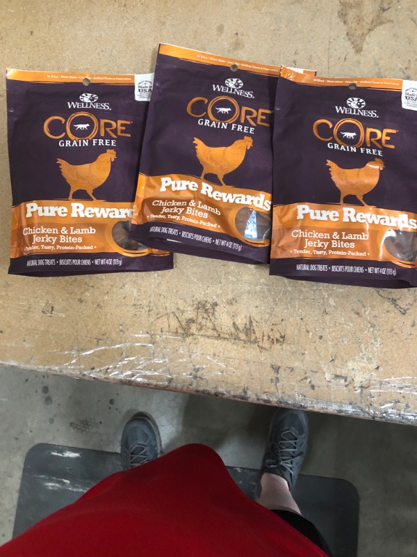 Photo 2 of ***NON-REFUNDABLE**
BEST BY 7/31/22
3 BAGS 
Wellness Core Pure Rewards Chicken & Lamb Jerky Bites 4 Oz
