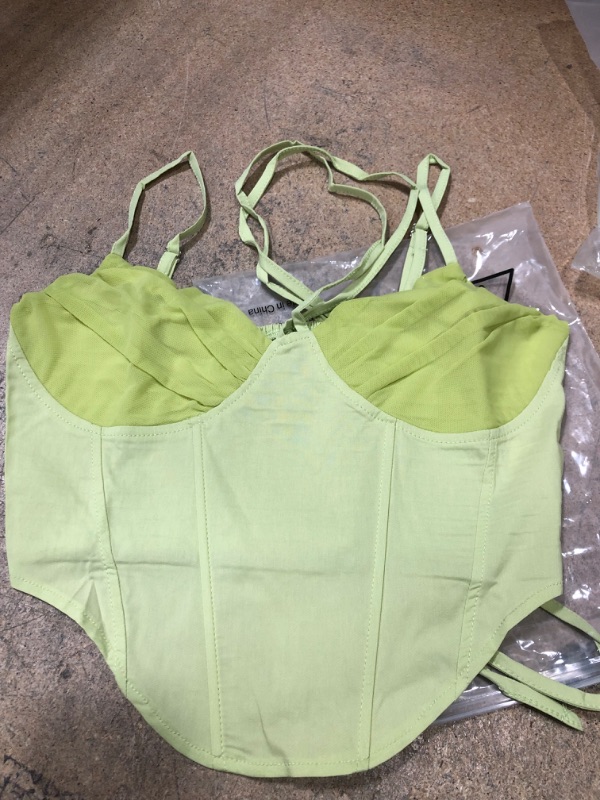 Photo 1 of Dwnval Women's Corset Top Push Up Off Shoulder Spaghetti Strap Halter Crop Tank Tops Bodyshaper Bustiers Green Medium 