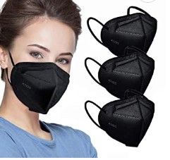 Photo 1 of 50pcs KN95 Face Mask Black 5 Layer Cup Dust Safety Masks Filter Efficiency 94% Breathable Elastic Ear Loops Black Masks