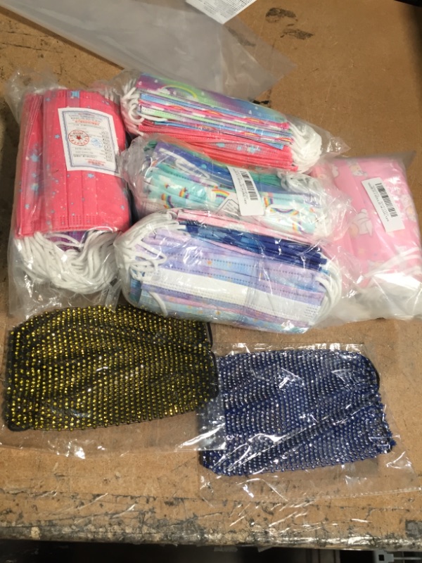 Photo 1 of Kids Disposable Face Masks and Covers Bundle Assorted Colors 