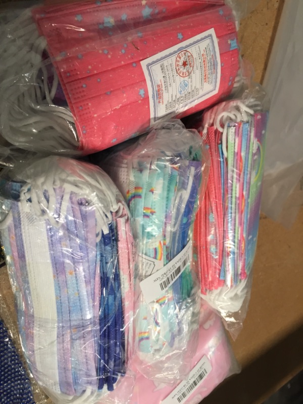 Photo 1 of Kids Disposable Face Masks and Covers Bundle Assorted Colors 