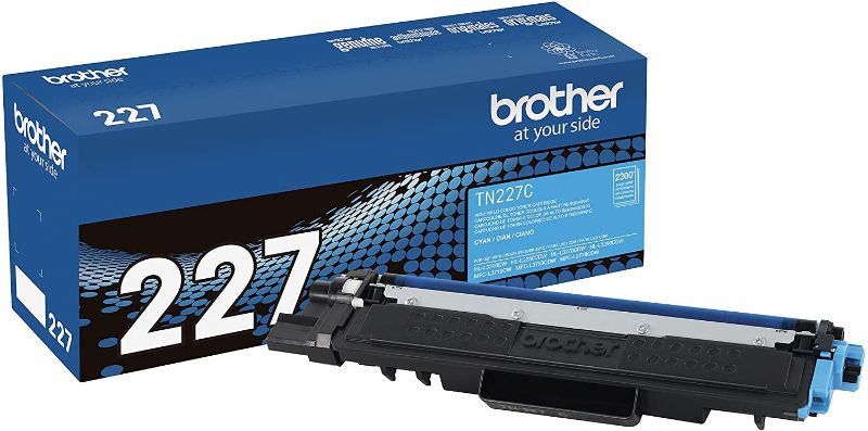 Photo 1 of Brother Genuine TN227C, High Yield Toner Cartridge, Replacement Cyan Toner, Page Yield Up to 2,300 Pages, TN227, Amazon Dash Replenishment Cartridge
