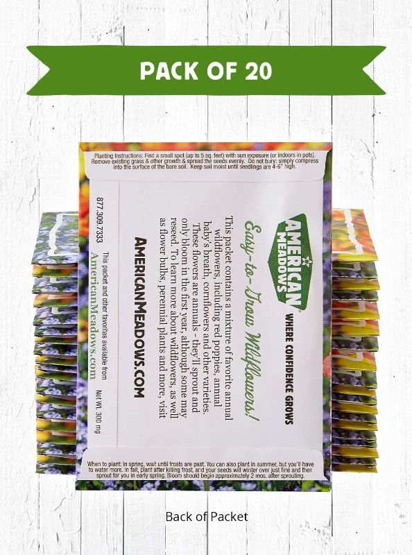 Photo 1 of 2CT (Pack of 20) - Pollinator Wildflower Seed Mix to Attract Hummingbirds,...