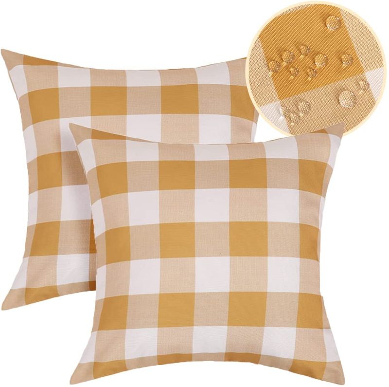 Photo 1 of 2CT Eternal Beauty Set of 2 Outdoor Pillow Covers Gold Yellow White Buffalo, 18X18 inch