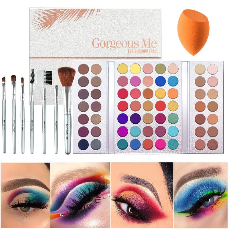 Photo 1 of 3 PACK**
Gorgeous Me Make Up Palette Eye Shadow 63 Colors Eyeshadow Pallet Pigmented Matte Shimmers Metallic Blendable Waterproof with Makeup Brush and Powder Blender
