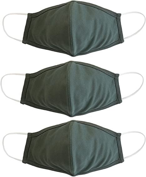 Photo 1 of EnerPlex Extreme Comfort 3-Ply Green Face Mask Cloth - Breathable Reusable Comfort, Fully Machine Washable, Green Face Masks Large (3-Pack) - Olive
