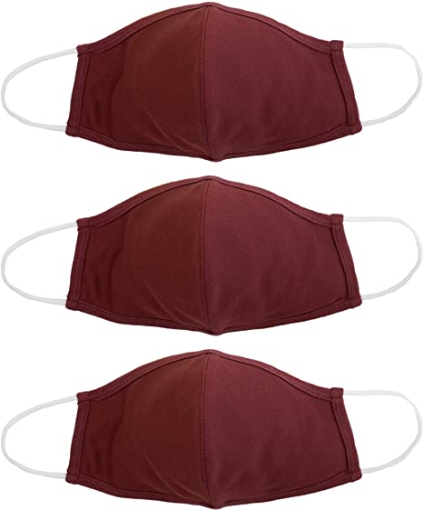 Photo 1 of EnerPlex Comfort 3-Ply Reusable Red Face Mask - Breathable Comfort, Fully Machine Washable, Red Face Masks Large (3-Pack) - Red Wine
